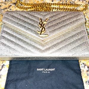 ST LAURENT gorgeous Matelasse Monogram Envelope Chain shoulder bag Retails $1590